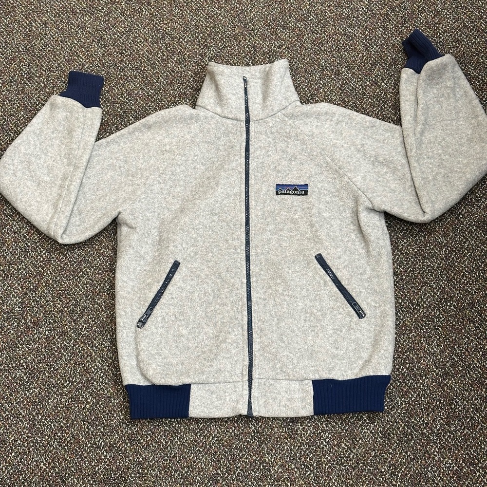 PATAGONIA Unisex Medium Full Zip Stand Collar Jacket Gray Blue 70s 80s Vintage